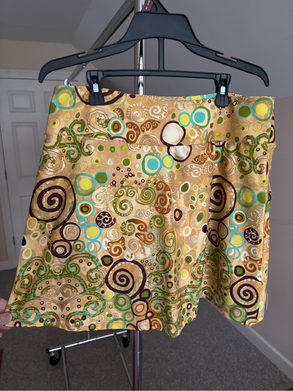 V-Neck Tunic Top with matching Skort - Gold & Green Swirl Print - Picture 5 of 10